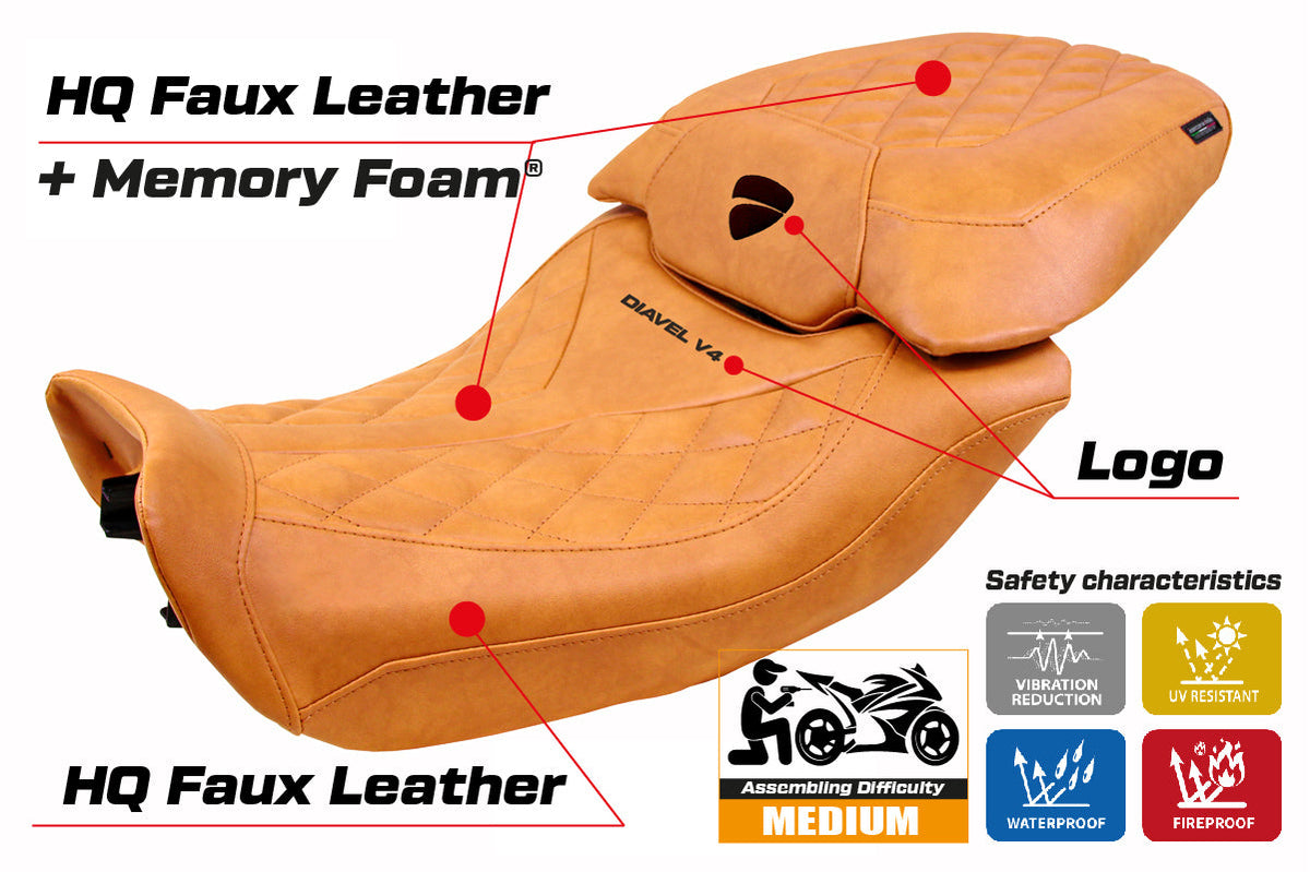 Tappezzeria Italia Ducati Diavel V4 2023-2025 Seat Cover Comfort Classic in Leather Camel