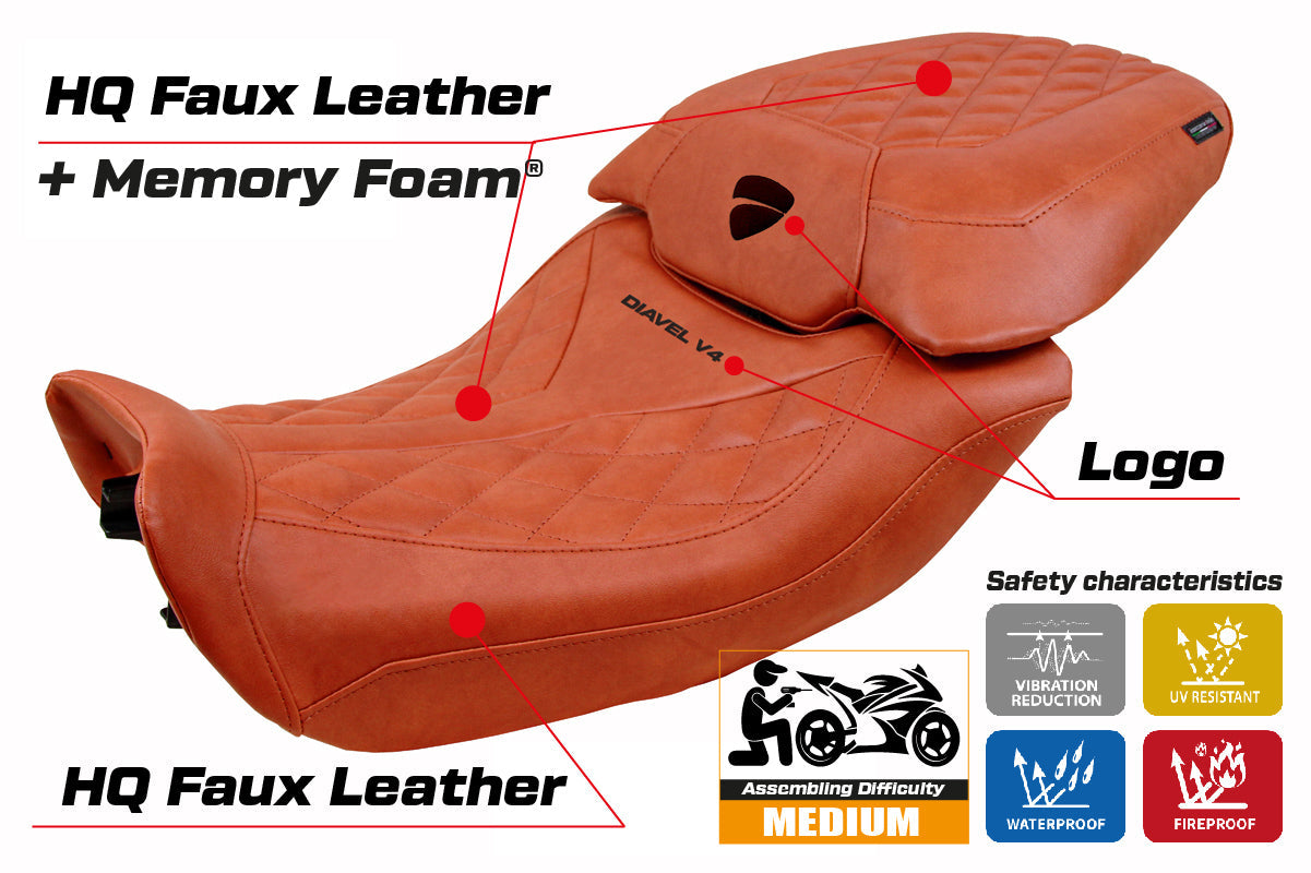 Tappezzeria Italia Ducati Diavel V4 2023-2025 Seat Cover Comfort Classic in Leather Brick