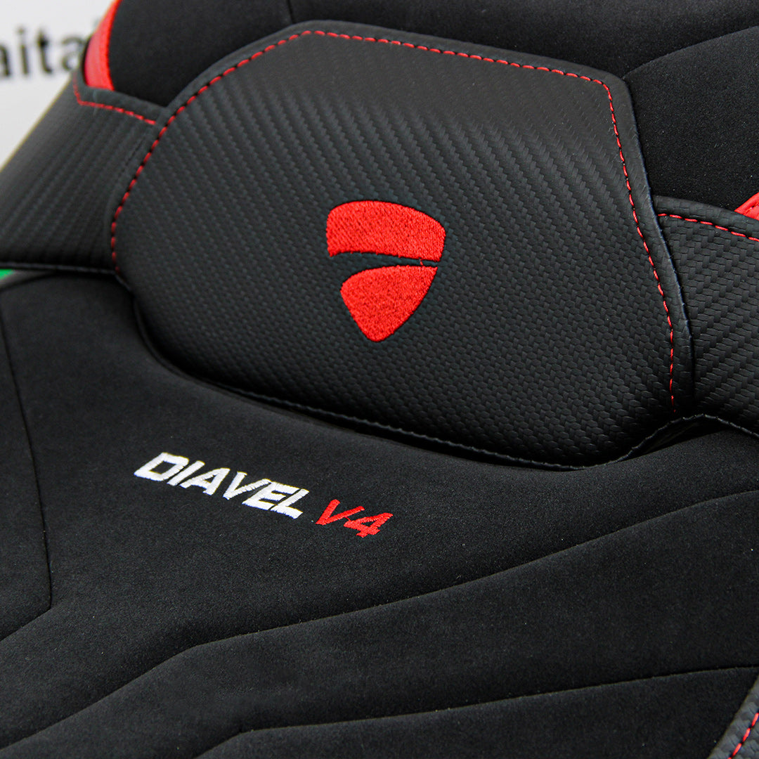 Tappezzeria Italia Ducati Diavel V4 2023-2025 Seat Cover Velvet in Diablo Red and Black