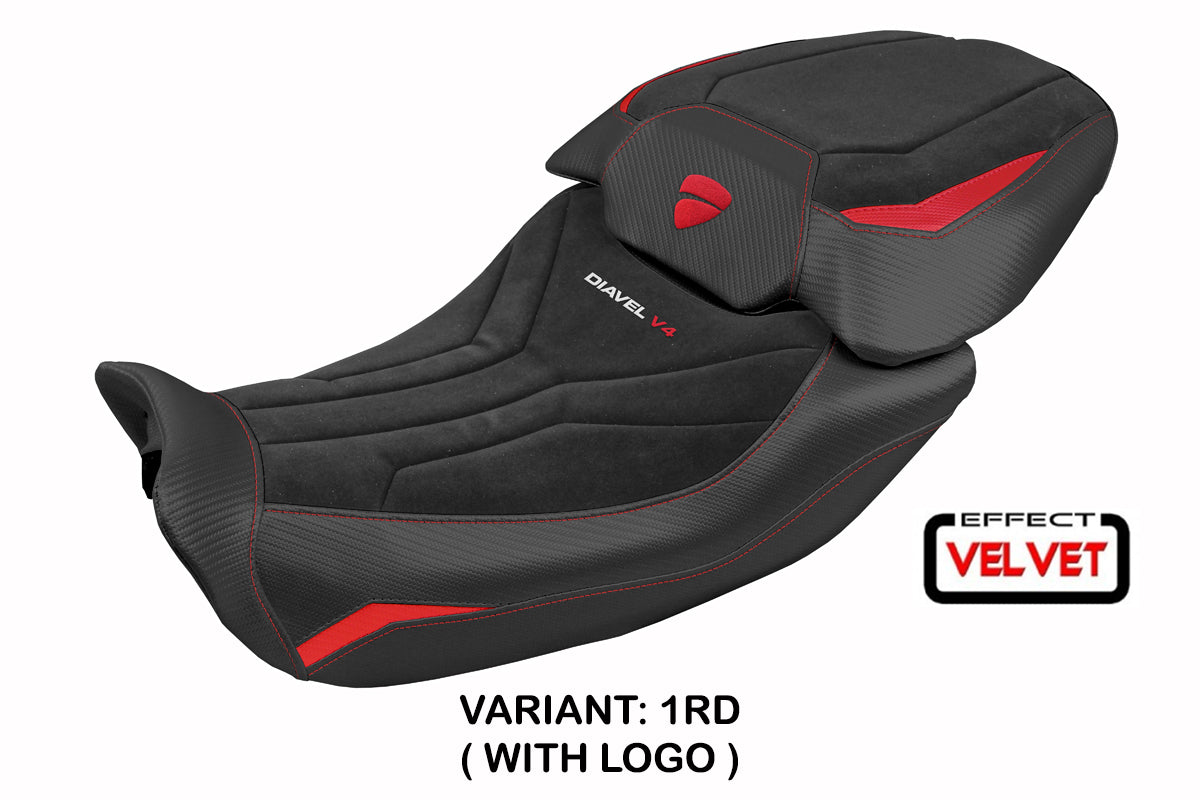 Tappezzeria Italia Ducati Diavel V4 2023-2025 Seat Cover Velvet in Diablo Red and Black