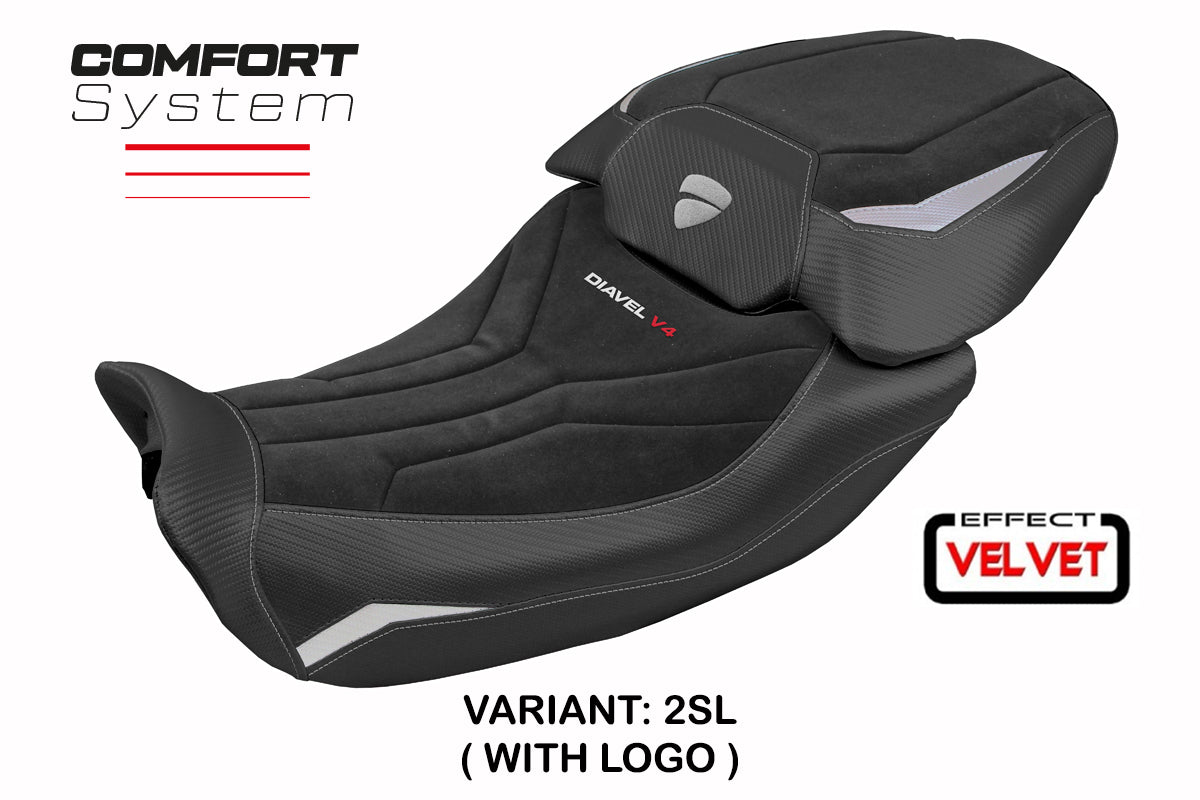 Tappezzeria Italia Ducati Diavel V4 2023-2025 Seat Cover in Diablo Comfort Velvet Red and Black