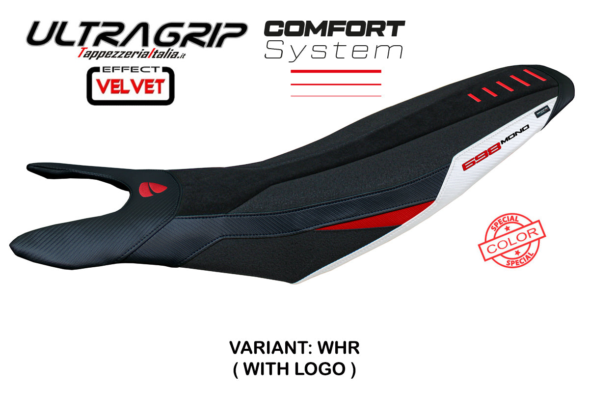 Tappezzeria Italia Ducati Hypermotard 698 2024-2025 Seat Cover Comfort Ultragrip in White Red