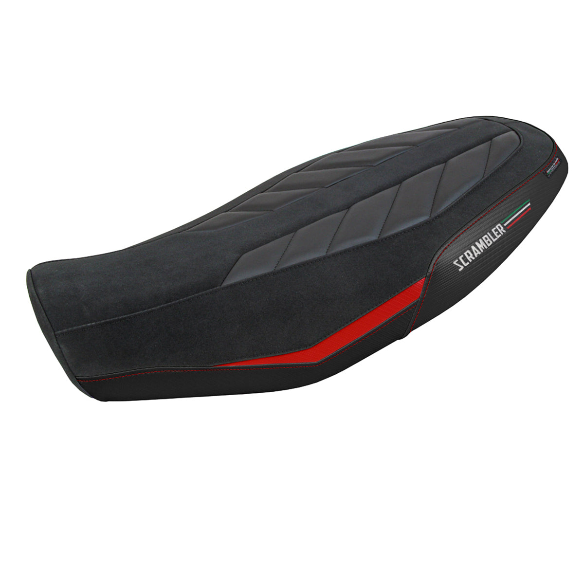 Tappezzeria Italia Ducati Scrambler 800 2023-2025 Seat Cover in Velvet Look Red and Black