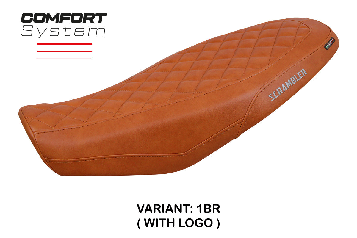 Tappezzeria Italia Ducati Scrambler 800 2023-2025 Seat Cover Comfort in Brown Leather Diamond