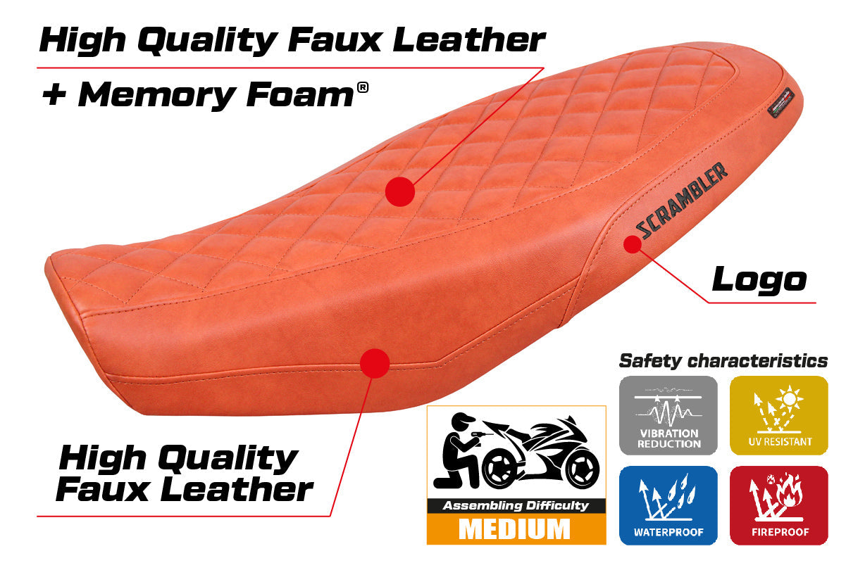 Tappezzeria Italia Ducati Scrambler 800 2023-2025 Seat Cover Comfort in Brick Leather Diamond