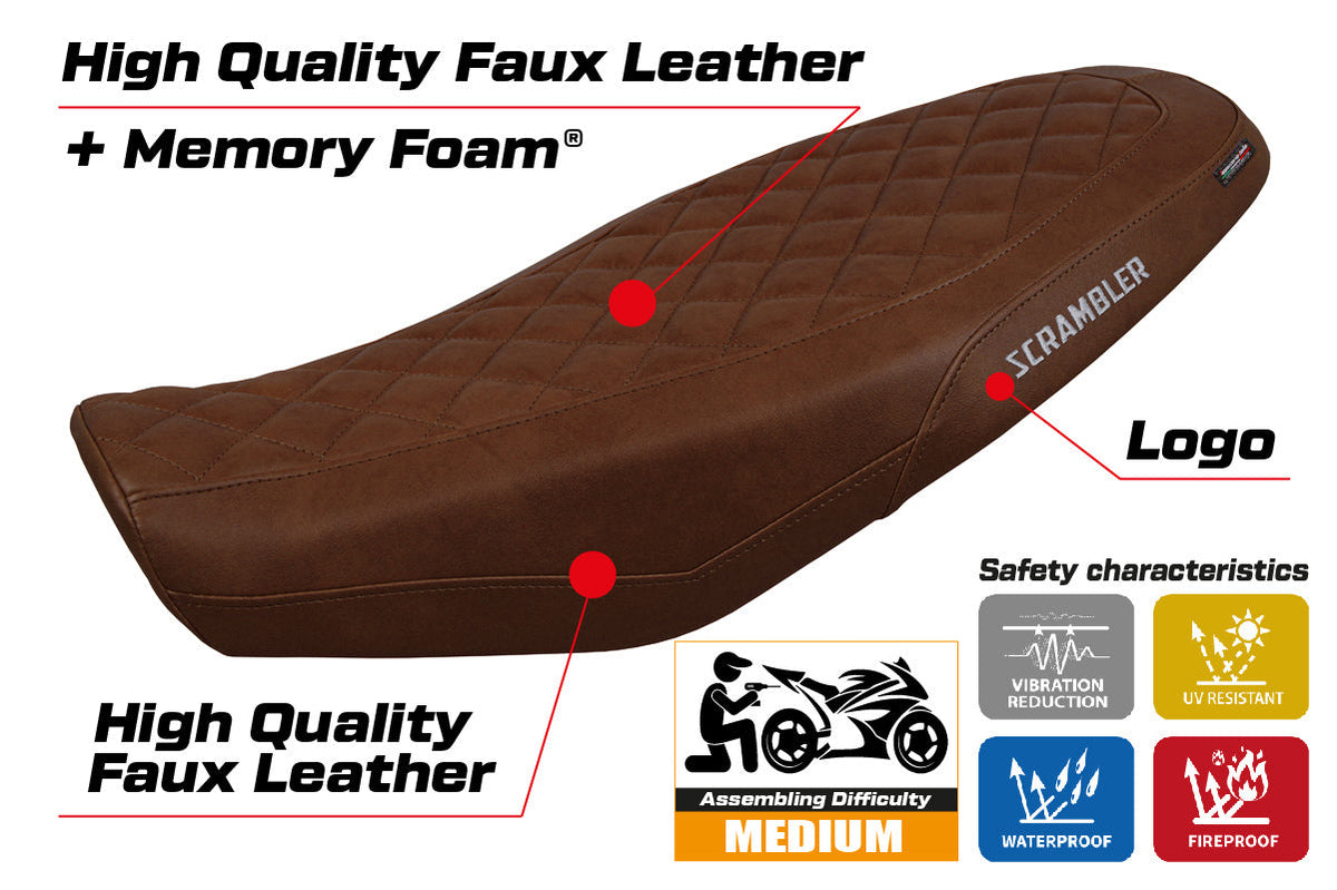 Tappezzeria Italia Ducati Scrambler 800 2023-2025 Seat Cover Comfort in Dark Brown Leather Look