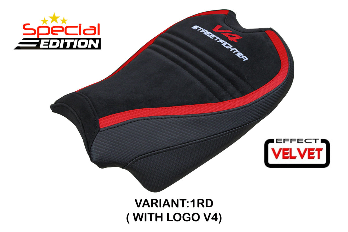 Tappezzeria Italia Ducati Streetfighter V4 2020-2024 Seat Cover in Velvet Red and Black SpEd