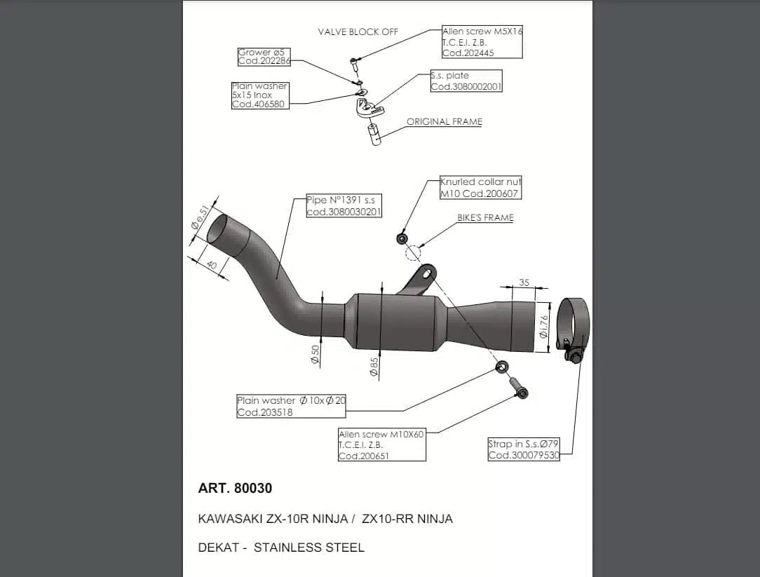 LEOVINCE Cat Eliminator Link Pipe Ninja ZX-10R /RR 2021-2025 80030