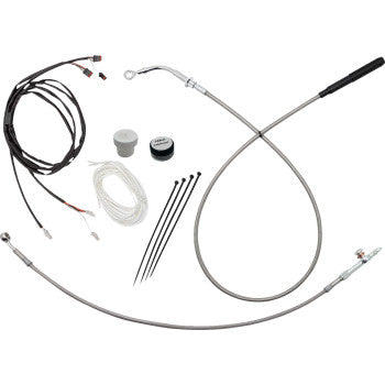 FAT BAGGERS INC. EZ Install Kit - 12" Handlebars - Upper Clutch - Braided Stainless Steel/Chrome 119012-C