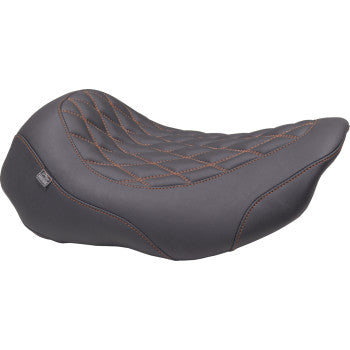 MUSTANG Wide Tripper™ Seat - Solo - Mandarin Orange Stitching - FLT/FLH '23-'25 88503MO