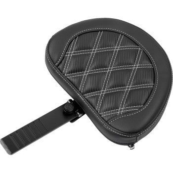 SADDLEMEN RoadSofa™ Seat - with Backrest - Carbon Fiber - Lattice Stitch - White Stitch - FLTR/FLHX '23-'24 823-07-206B6