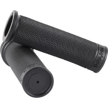 THRASHIN SUPPLY Grips - Moto - 1" - Slim - Black. Fits all Harley bikes with 1" bars. TSC-2711-1