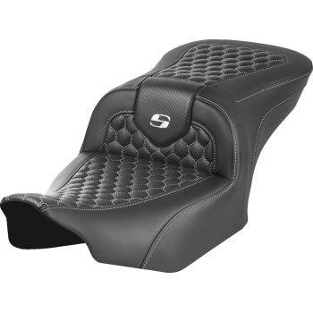 SADDLEMEN Roadsofa™ Seat - without Backrest - Honeycomb - White Stitch - FLTR/FLHX '23-'24 823-07-18906