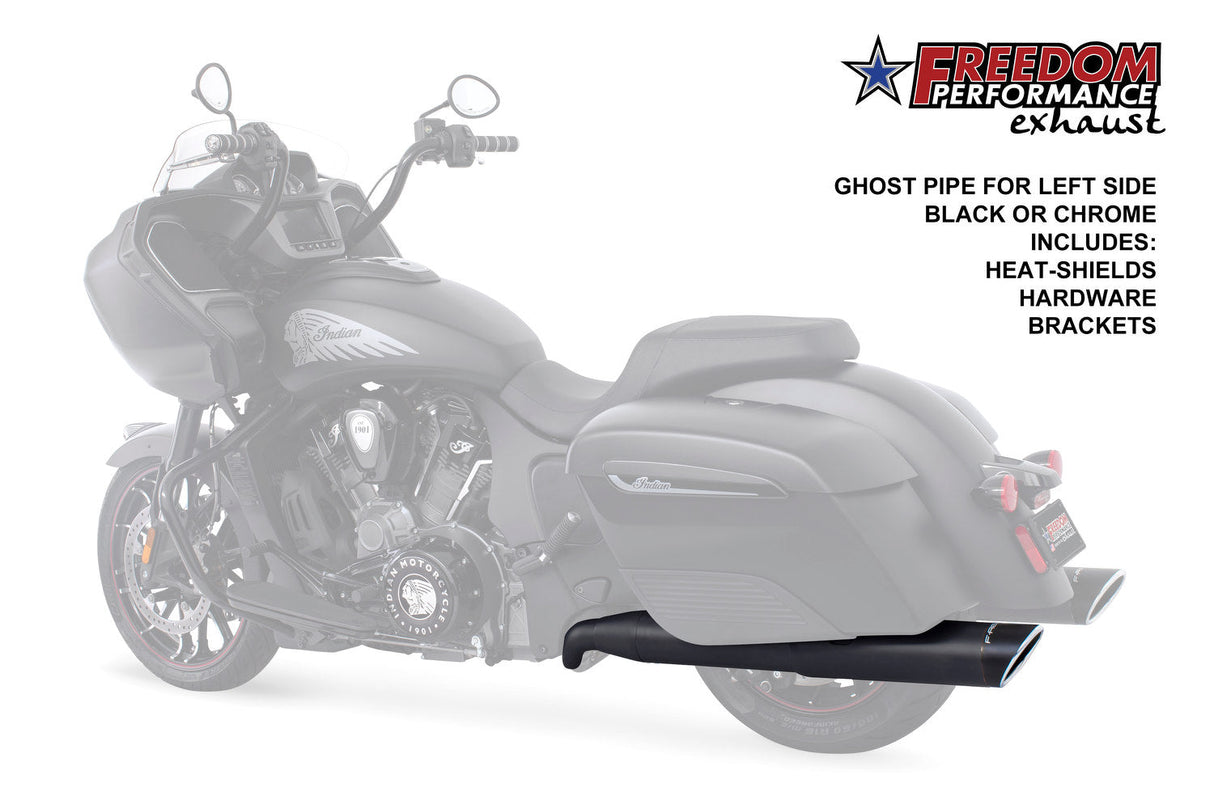 INDIAN CHIEFTAIN / ROADMASTER / SPRINGFIELD / CHALLENGER/ PURSUIT / ELITE W/ HARD BAGS 2-INTO-1 "LEFT-SIDE ONLY" GHOST PIPE 2014-PRESENT