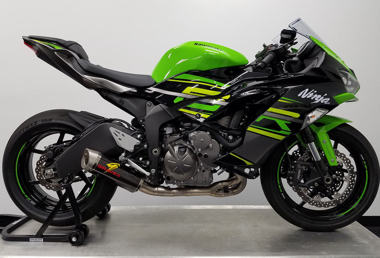 Graves Exhaust Full Link Titanium / Carbon Works 2019-2025 Zx-6r Also Fits 2015 -2018 Exk-19zx6-Ftcw