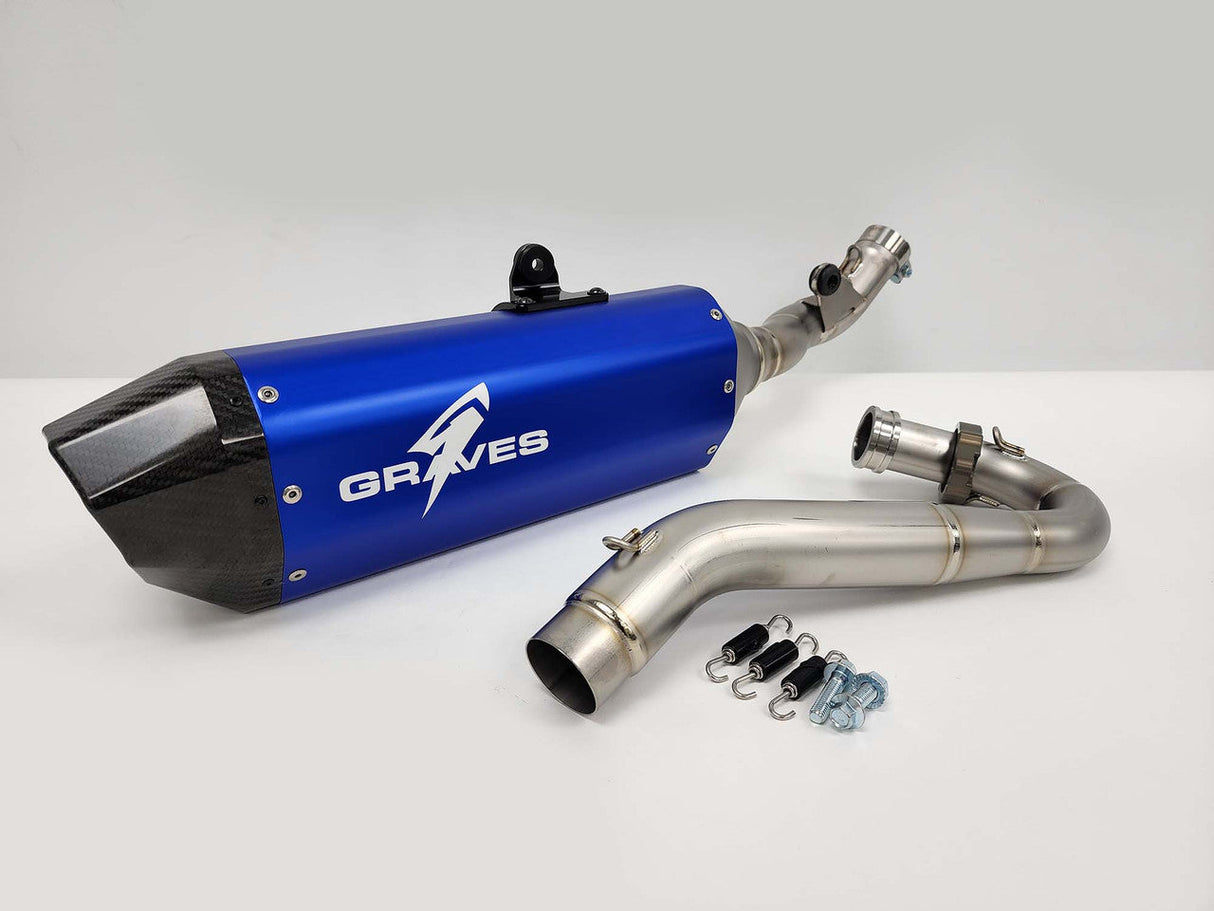 Graves MotorSports Honda CRF450RL / L / X Full Exhaust Aluminum - Blue EXH-19C4X-FTAB