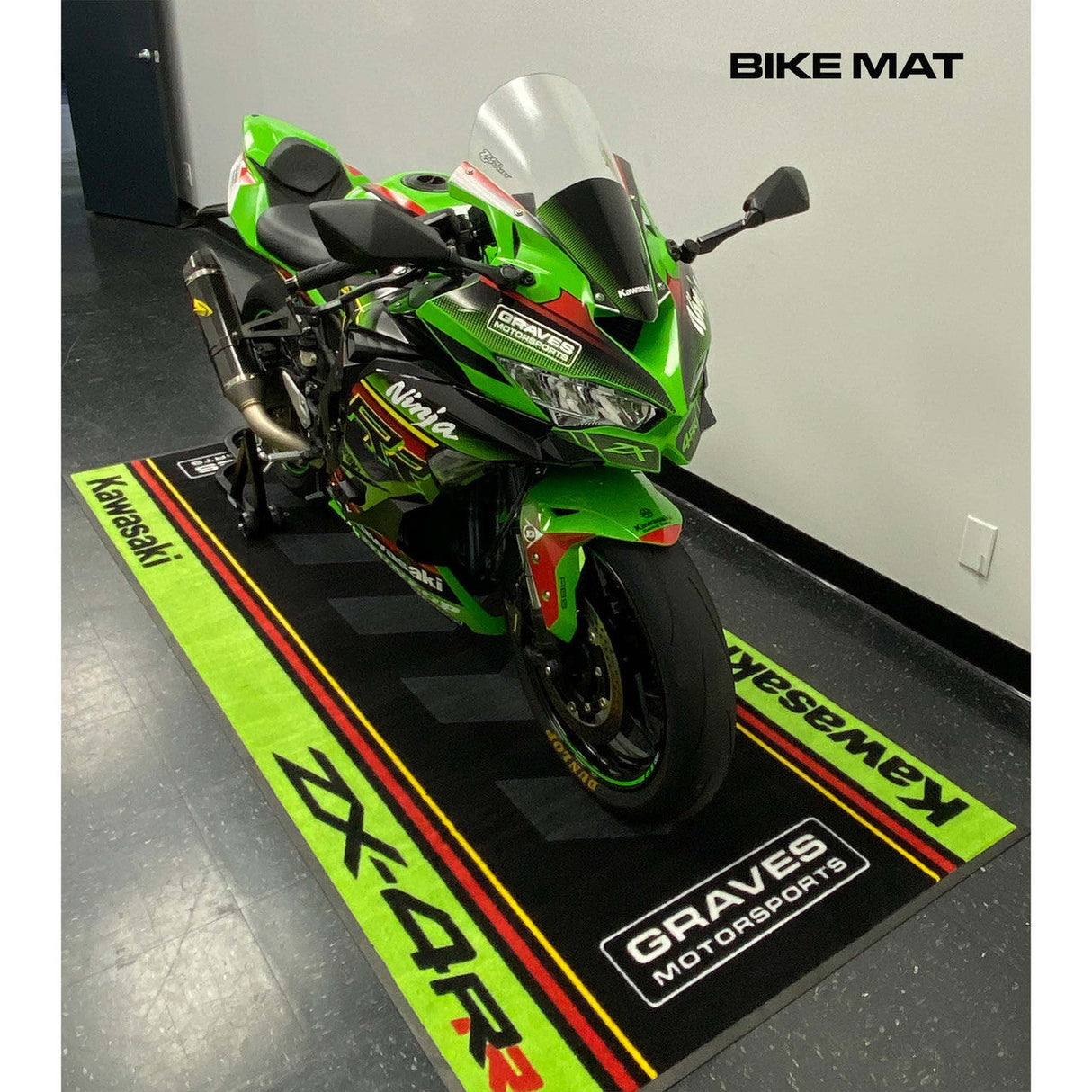 Graves Kawasaki ZX-4RR Bike Mat Green 3.5 x 8 foot BMK-ZX4-001