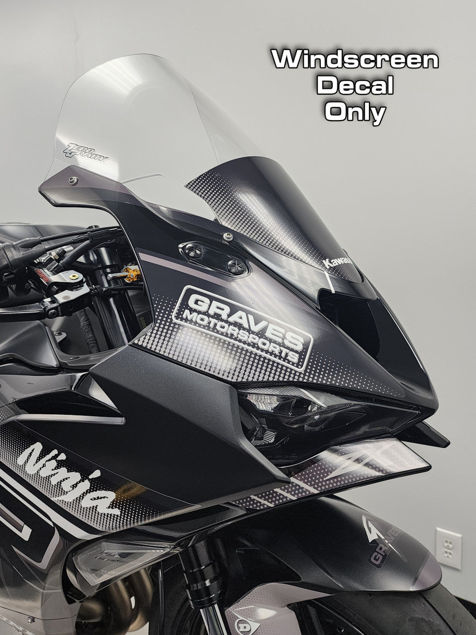 Graves ZX-6R Zero Gravity Tall Windscreen Sticker - Black STK-24ZX6-WSK