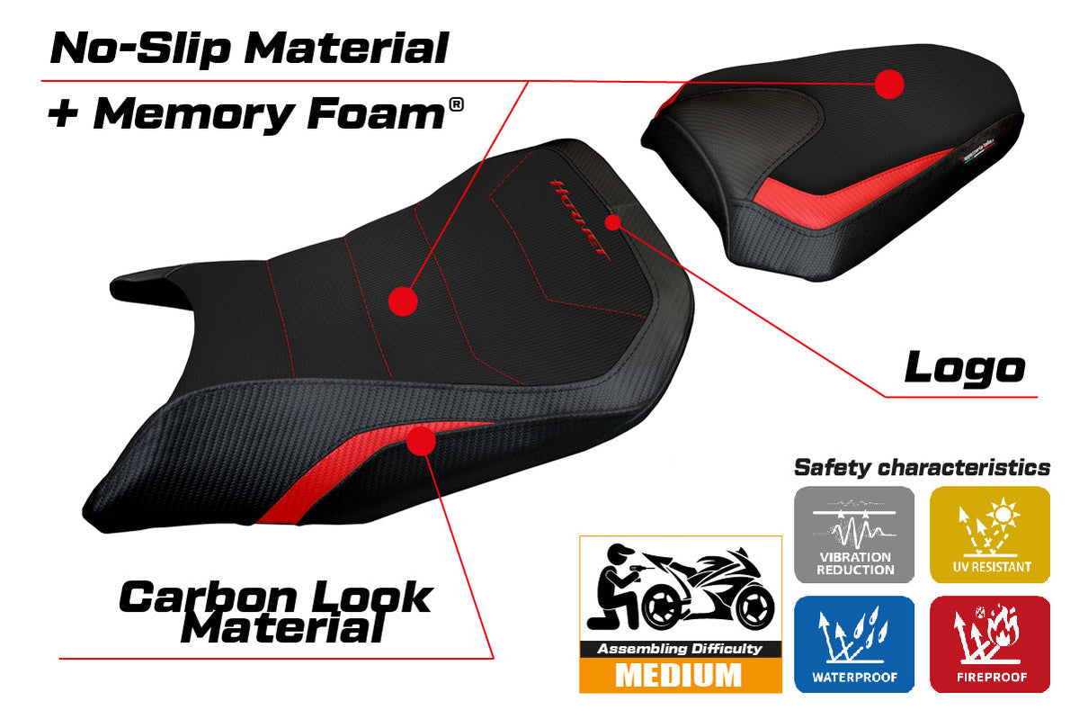 Tappezzeria Italia Honda CB500 Hornet 2024-2025 Seat Cover Comfort Red and Black