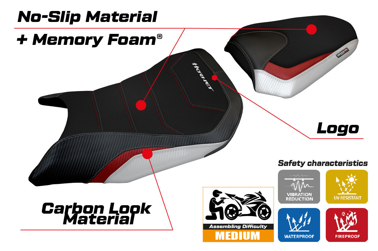 Tappezzeria Italia Honda CB750 Hornet 2023-2025 Seat Cover Comfort in White, Red and Black