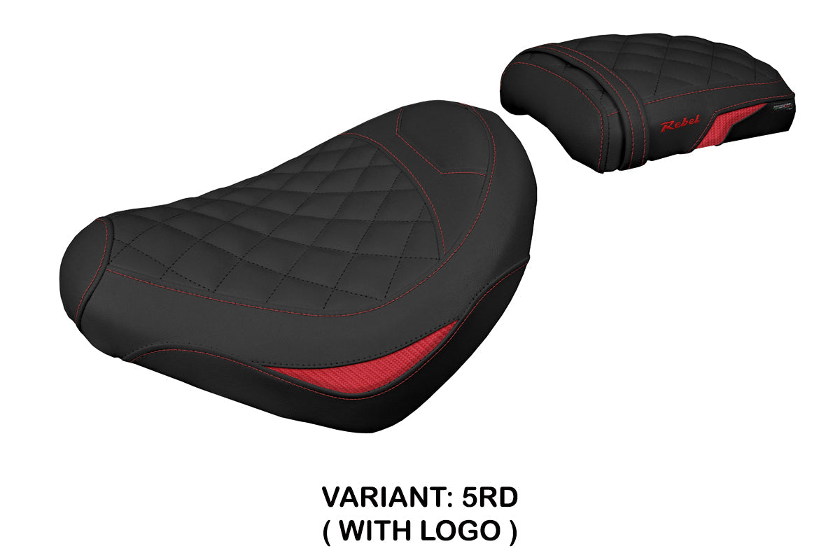 Tappezzeria Italia Honda CMX 500 Rebel 2017-2024 Seat Cover in Red and Black Diamond Stitch