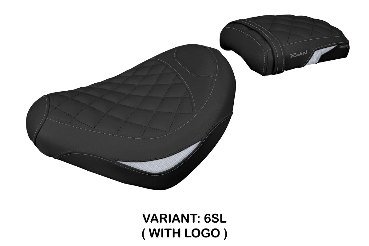 Tappezzeria Italia Honda CMX 500 Rebel 2017-2025 Seat Cover in Silver and Black Diamond Stitch