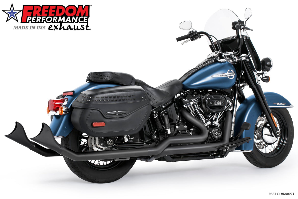 HARLEY SOFTAIL 2.5" UPSWEPT TRUE-DUAL COMPLETE SYSTEM M8 ONLY BUNDLE *NOT FOR WIDE TIRE BIKES