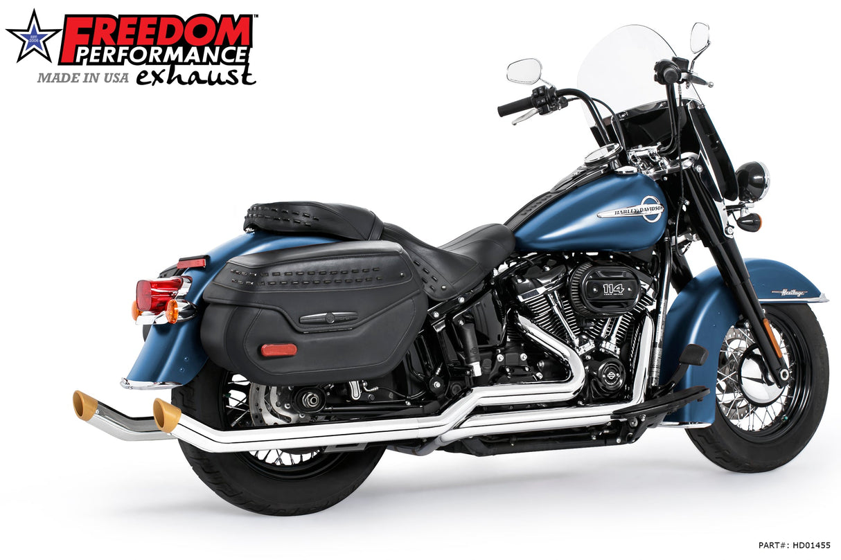 HARLEY SOFTAIL 2.5" UPSWEPT TRUE-DUAL COMPLETE SYSTEM M8 ONLY BUNDLE *NOT FOR WIDE TIRE BIKES