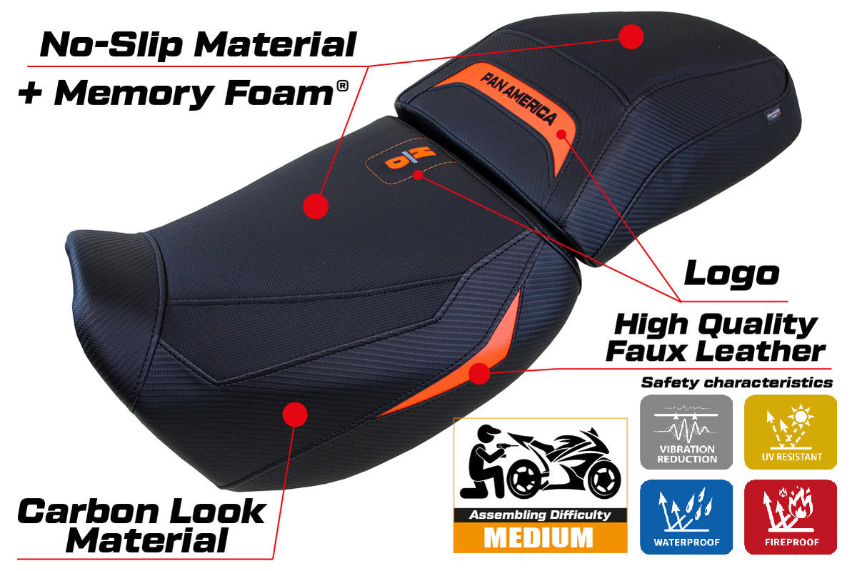 Tappezzeria Italia Harley Davidson Pan America 2021-2025 Seat Cover Comfort Heated in Orange