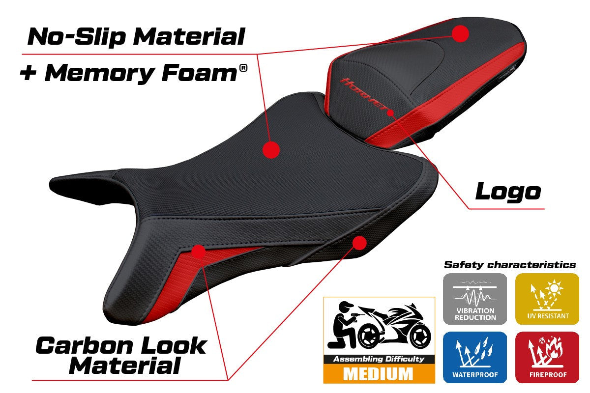 Honda CB 1000 Hornet 2025 Seat Cover Tappezzeria Comfort Red Black