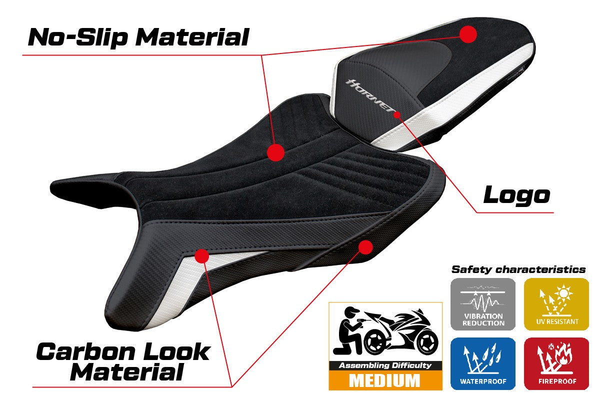 Tappezzeria Italia Honda CB 1000 Hornet 2025 Seat Cover Velvet White Black