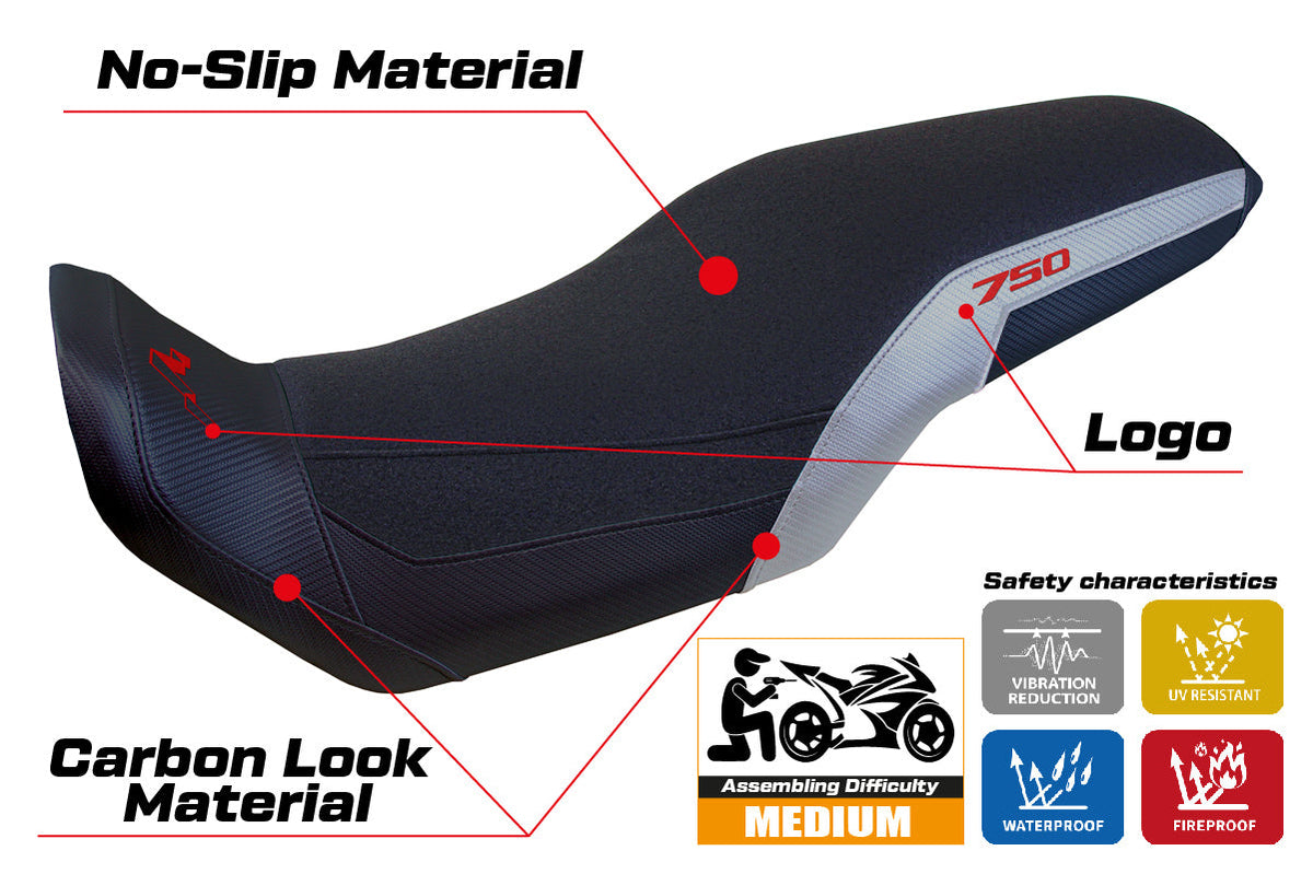 Tappezzeria Italia Honda Transalp XL 750 2023-2025 Seat Cover Ultragrip in Silver and Black