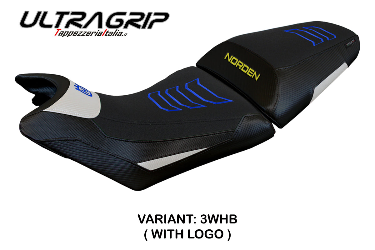 Tappezzeria Italia Husqvarna Norden 901 2022-2025 Seat Cover Ultragrip in White and Blue