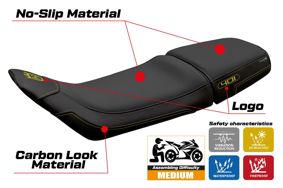 Tappezzeria Italia Husqvarna Svartpilen 401 2018-2021 2022 2023 Seat Cover Yellow Black
