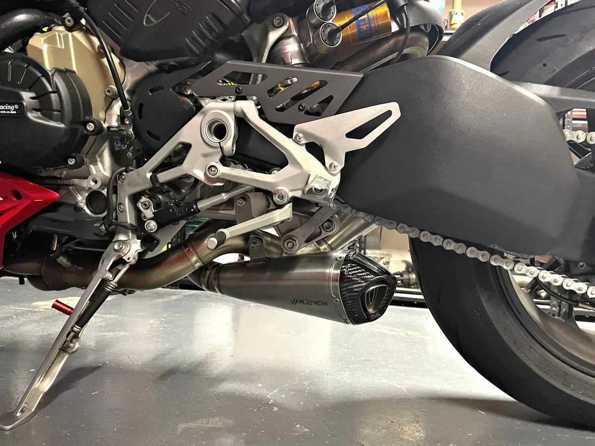 IN STOCK Vandemon Ducati Panigale & Streetfighter V4S/V4R Vandemon All Titanium Slip-On 2018-24 DUCV4SFTIMUFLMB VA-3