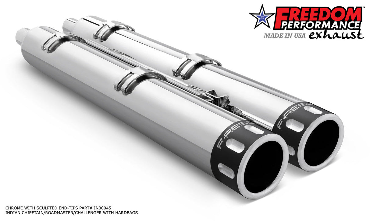 INDIAN 4" SLIP-ONS FOR CHIEFTAIN/ROADMASTER-CHALLENGER/PURSUIT/ELITE WITH HARD BAGS BUNDLE