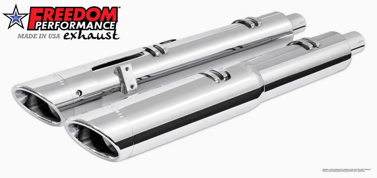 INDIAN 4.5" 2-STEP SLIP-ONS ONLY FOR CHALLENGER/PURSUIT, CHIEFTAIN/ROADMASTER, SPRINGFIELD BAGGERS BUNDLE
