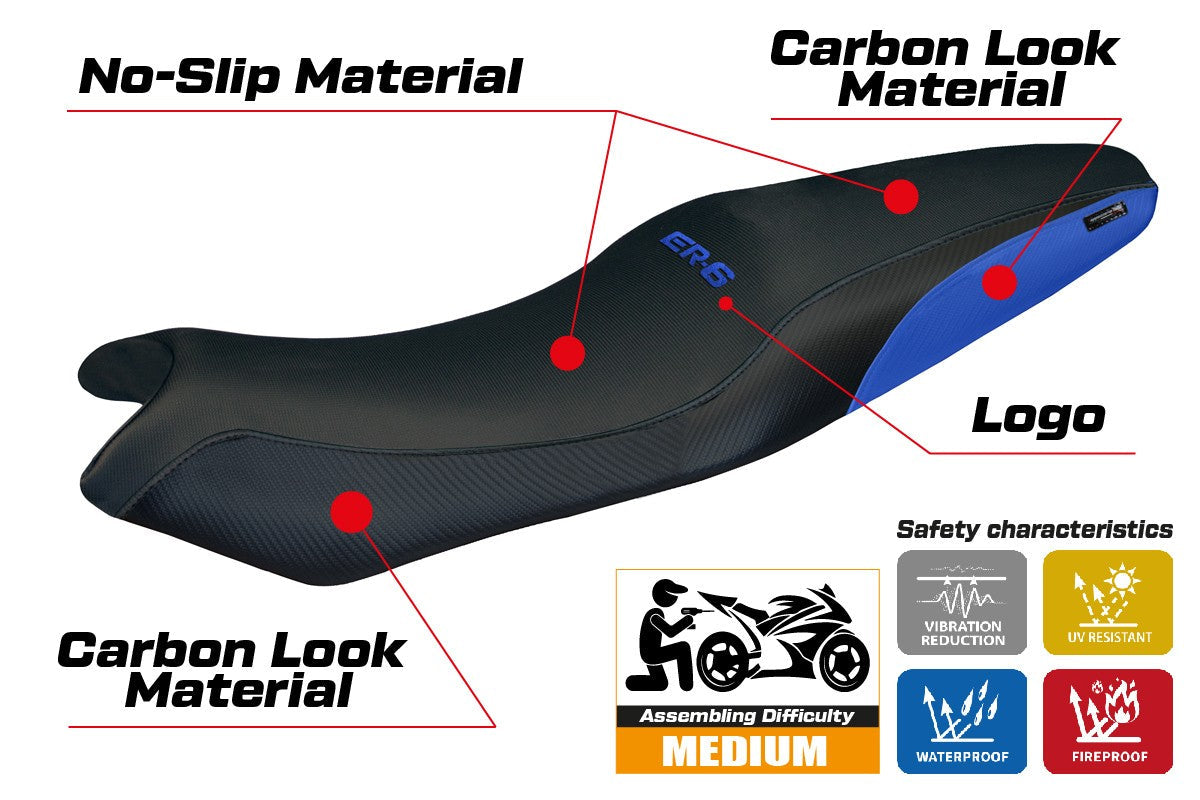 Tappezzeria Italia Kawasaki ER 6N / ER 6F 2005-2009 2010 2011 Seat Cover Blue Black
