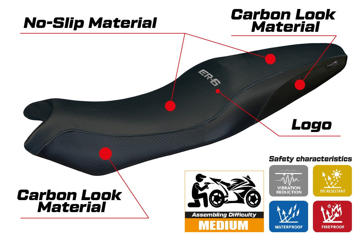 Tappezzeria Italia Kawasaki ER 6N / ER 6F 2005-2008 2009 2010 2011 Seat Cover Black
