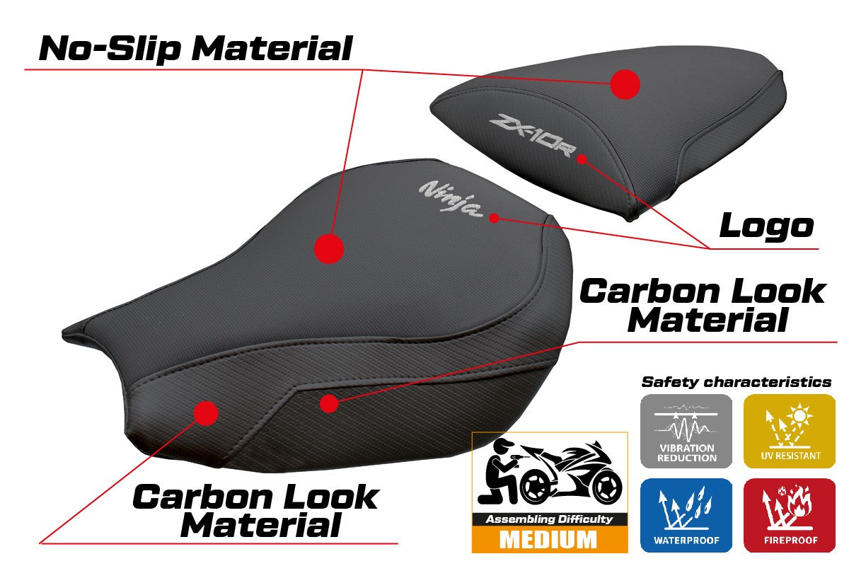 Tappezzeria Italia Kawasaki Ninja ZX 10 R 2006-2007 Seat Cover Black