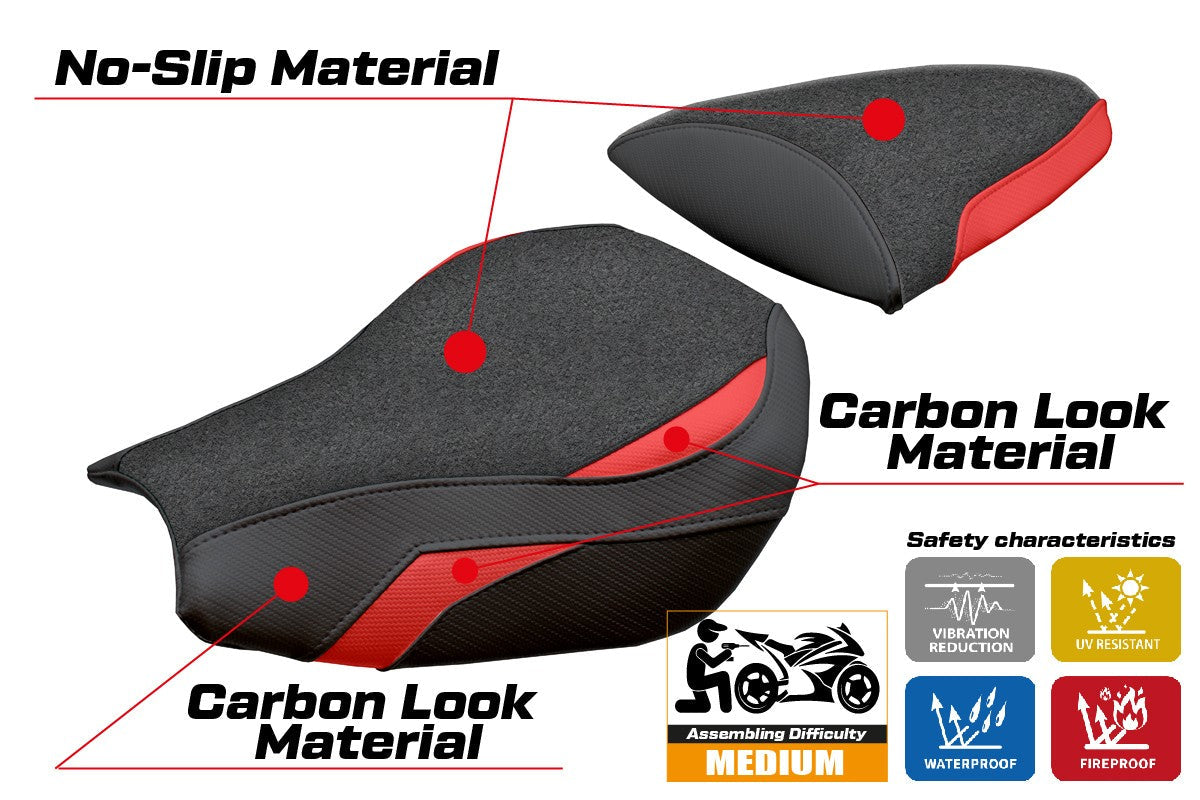 Tappezzeria Italia Kawasaki Ninja ZX 10 R 2006-2007 Seat Cover Ultragrip Red Black