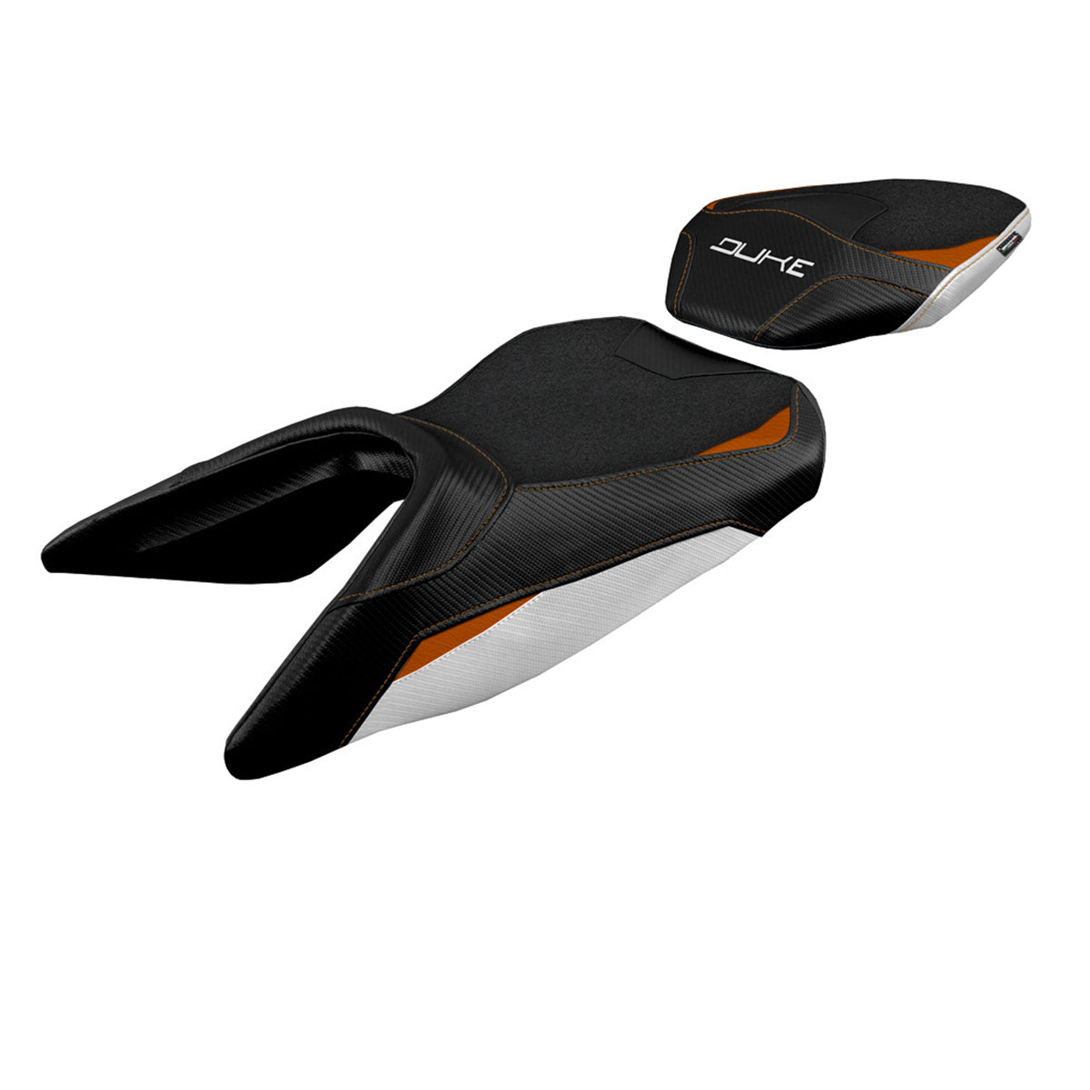 Tappezzeria Italia KTM 125 Duke 2017-2025 Seat Cover Ultragrip in White and Orange