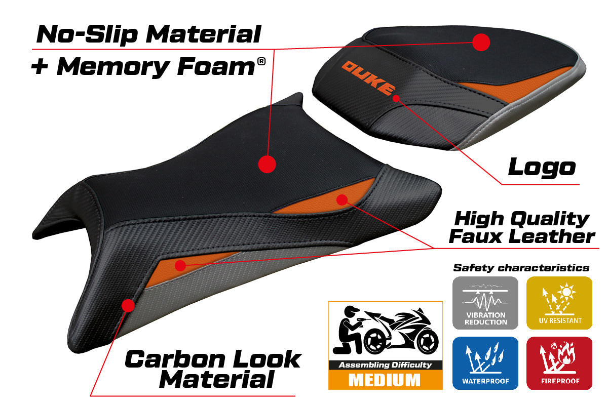 Tappezzeria Italia KTM 390 Duke 2024-2025 Seat Cover Comfort Black Orange Grey