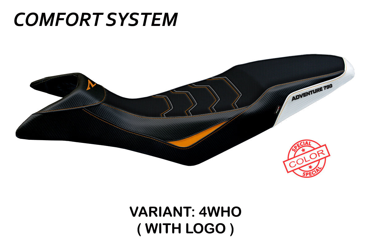 Tappezzeria Italia KTM 790 Adventure R 2019-2020 Seat Cover Comfort in White, Orange, and Black