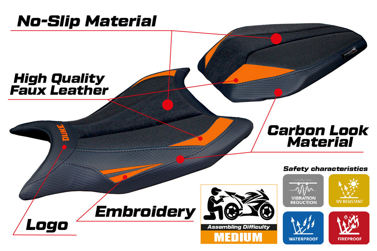 Tappezzeria Italia KTM 990 Duke 2024-2025 Seat Cover Ultragrip in Orange and Black