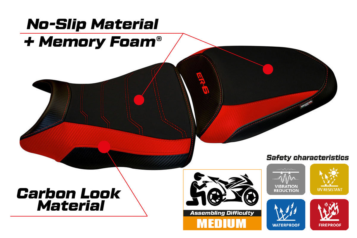 Tappezzeria Italia Kawasaki ER-6N ER-6F 2012-2016 Seat Cover Comfort in Red