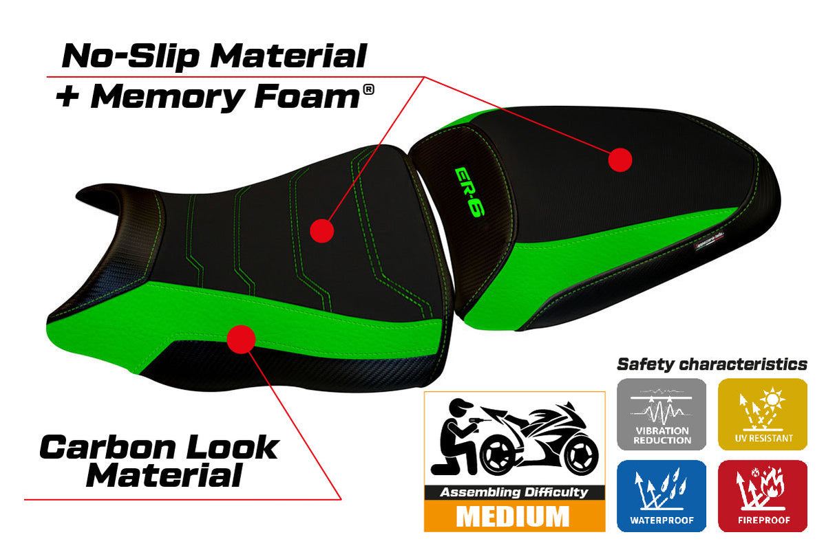 Tappezzeria Italia Kawasaki ER-6N ER-6F 2012-2016 Seat Cover Comfort in Green