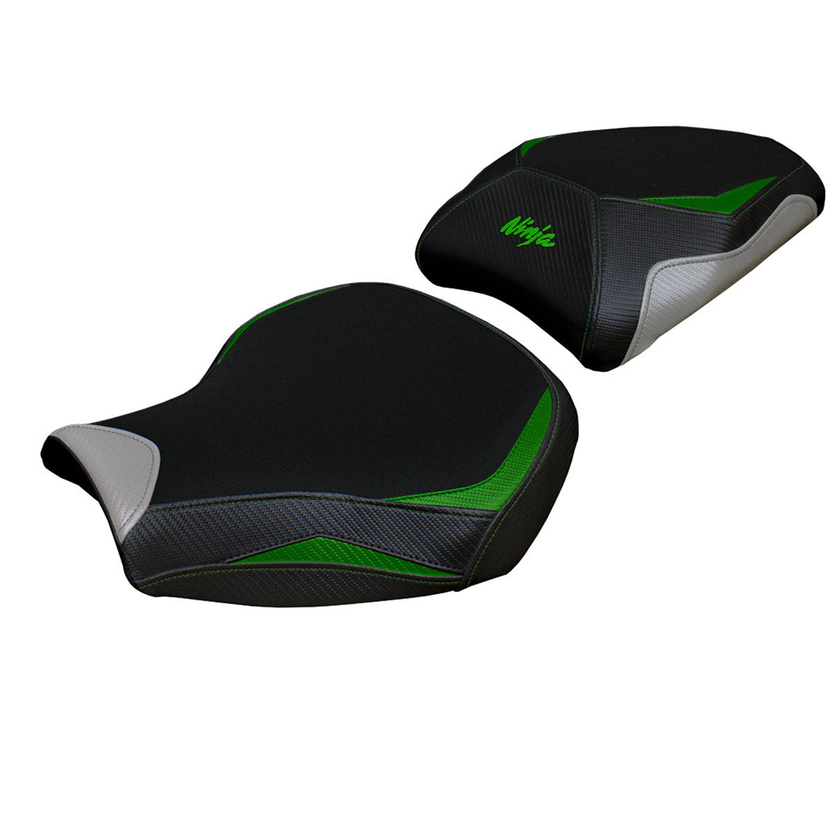Tappezzeria Italia Kawasaki Ninja H2 1000SX 2018-2025 Seat Cover in Green and Silver