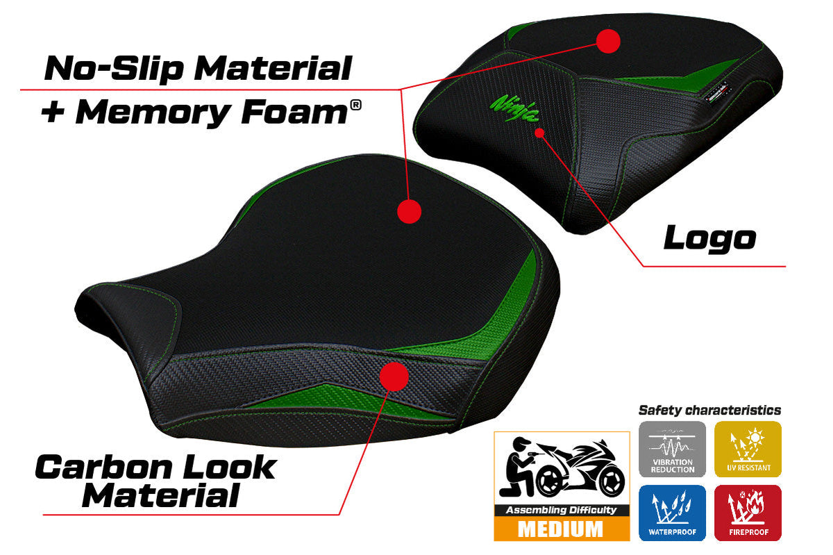 Tappezzeria Italia Kawasaki Ninja H2 1000SX 2018-2025 Seat Cover Comfort in Green