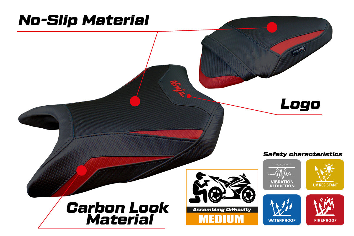 Tappezzeria Italia Kawasaki Ninja 500 2024-2025 Seat Cover in Dark Red and Black